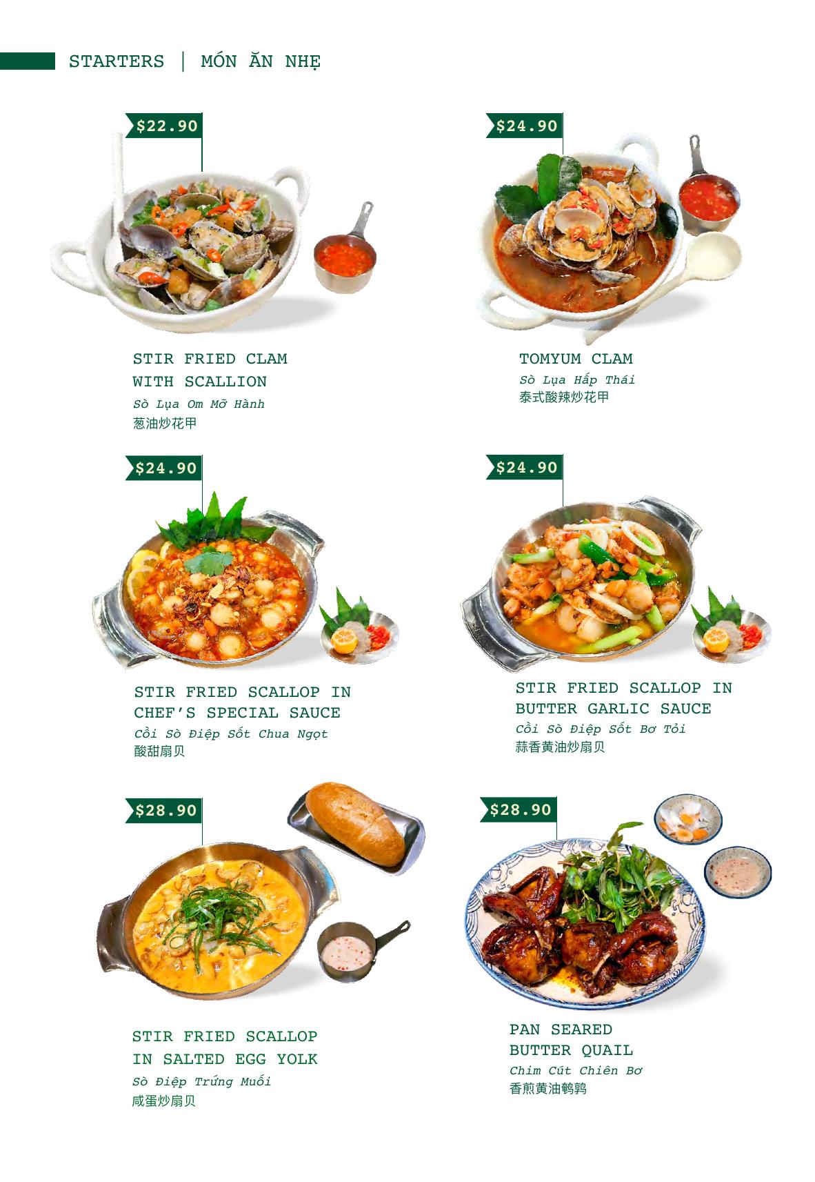 Menu page with photos